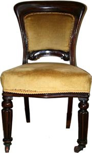 Wanted 4 mahogany dining chairs to match, with stuff over backs and seats