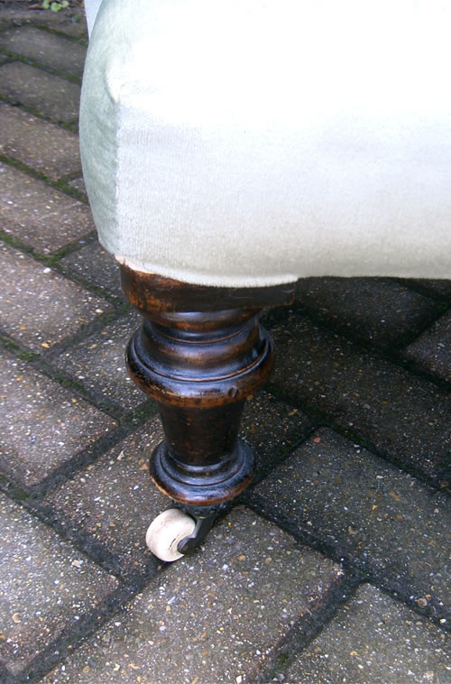 SOLD - A late Victorian buttoned back chair with turned legs