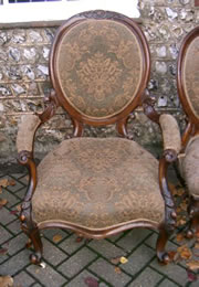 SOLD - A very nice pair of matching ladies and gentlemans walnut spoonback chairs