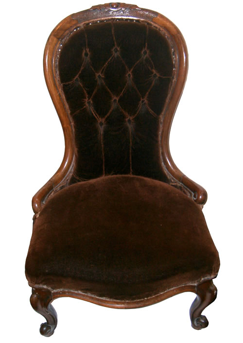 SOLD - Victorian walnut cabriole leg nursing chair