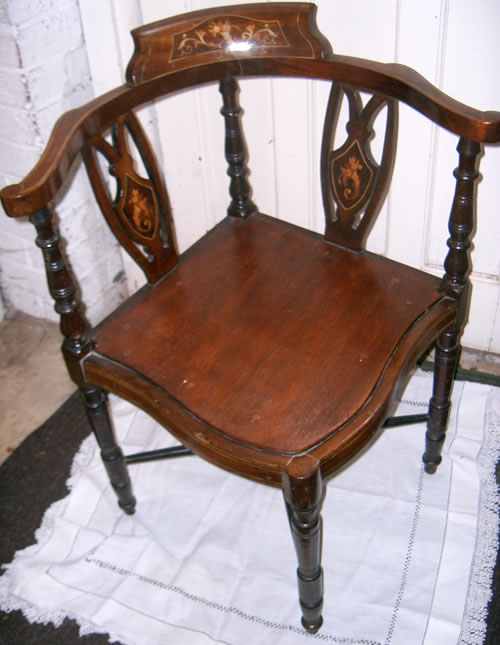 SOLD - Edwardian mahogany corner chair