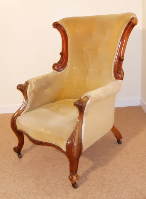 For Sale - A Fine Victorian Carved Armchair with Button Back c1860