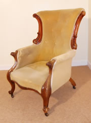 For Sale - A Fine Victorian Carved Armchair with Button Back c1860