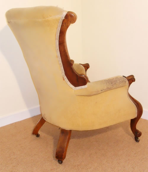 For Sale - A Fine Victorian Carved Armchair with Button Back c1860