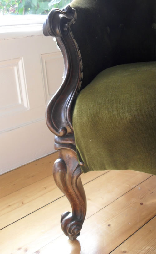 For Sale - An Elegant Rosewood Victorian Armchair with Button Back c1860